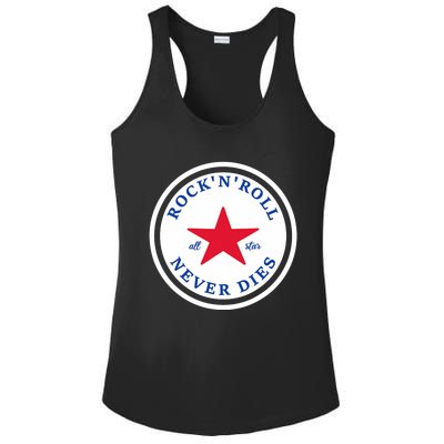 Rock N Roll Never Dies Rock And Roll All Star Music Ladies PosiCharge Competitor Racerback Tank