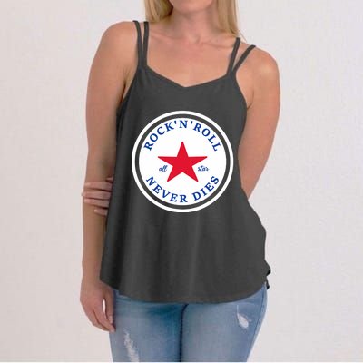 Rock N Roll Never Dies Rock And Roll All Star Music Women's Strappy Tank