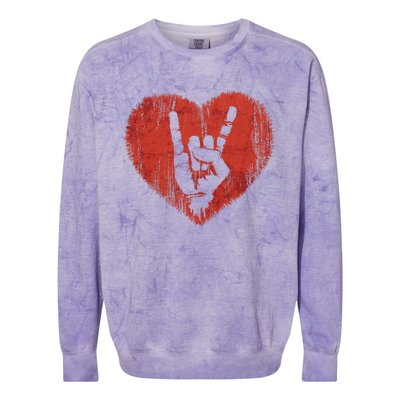 Rock N Roll Music Lover Hand Horns Rock On Concert Colorblast Crewneck Sweatshirt