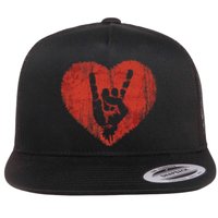 Rock N Roll Music Lover Hand Horns Rock On Concert Flat Bill Trucker Hat