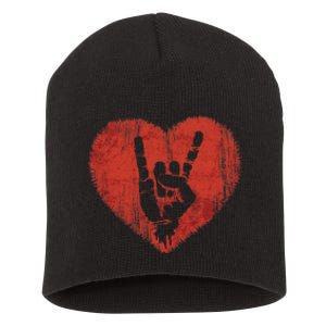 Rock N Roll Music Lover Hand Horns Rock On Concert Short Acrylic Beanie