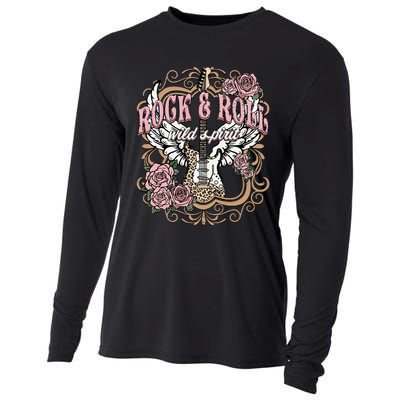 Rock N Roll Wild Spirit Lets Rock Guitar Floral Cooling Performance Long Sleeve Crew