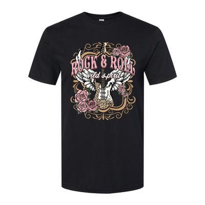 Rock N Roll Wild Spirit Lets Rock Guitar Floral Softstyle® CVC T-Shirt