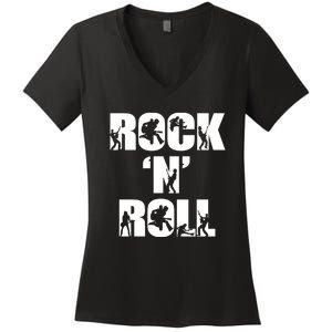 Rock N Roll Music Lover Women's V-Neck T-Shirt