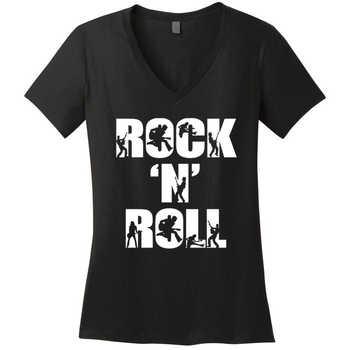 Rock N Roll Music Lover Women's V-Neck T-Shirt