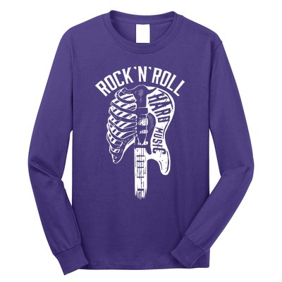 Rock N Roll Hard Music Bone Skeleton Long Sleeve Shirt