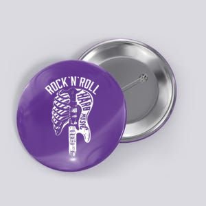 Rock N Roll Hard Music Bone Skeleton Button