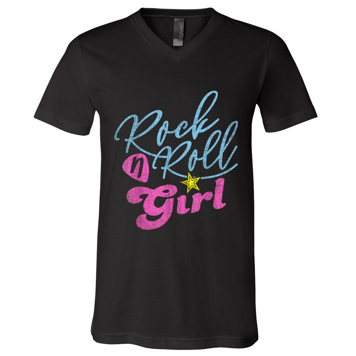 Rock N Roll Girl Purple Darla V-Neck T-Shirt
