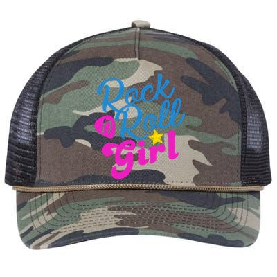 Rock N Roll Girl Cute Gift Retro Rope Trucker Hat Cap