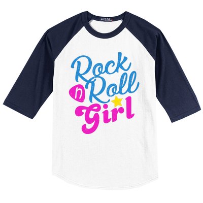 Rock N Roll Girl Cute Gift Baseball Sleeve Shirt