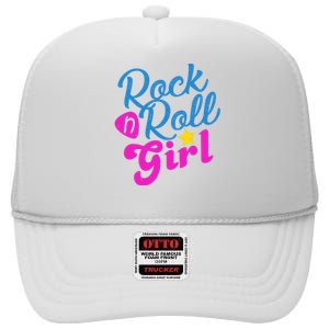 Rock N Roll Girl Cute Gift High Crown Mesh Back Trucker Hat