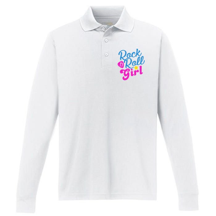 Rock N Roll Girl Cute Gift Performance Long Sleeve Polo