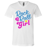 Rock N Roll Girl Cute Gift V-Neck T-Shirt