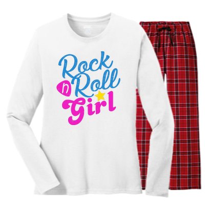 Rock N Roll Girl Cute Gift Women's Long Sleeve Flannel Pajama Set 