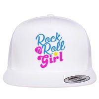 Rock N Roll Girl Cute Gift Flat Bill Trucker Hat