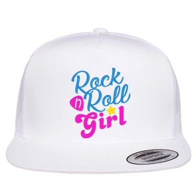 Rock N Roll Girl Cute Gift Flat Bill Trucker Hat