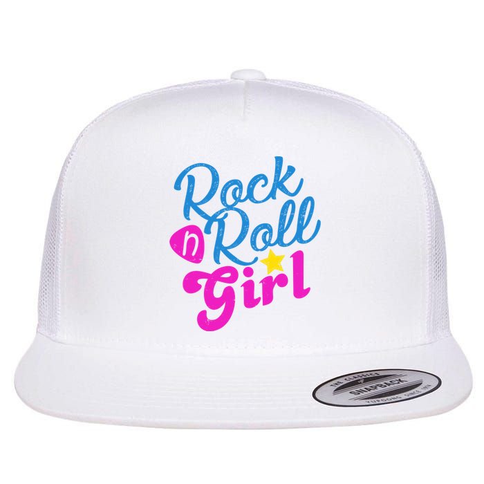 Rock N Roll Girl Cute Gift Flat Bill Trucker Hat