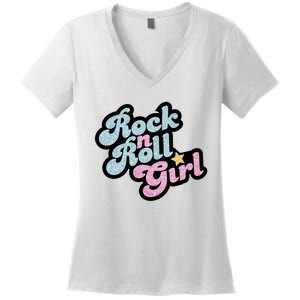 Rock N Roll Girl Women's V-Neck T-Shirt