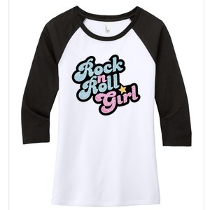 Rock N Roll Girl Women's Tri-Blend 3/4-Sleeve Raglan Shirt