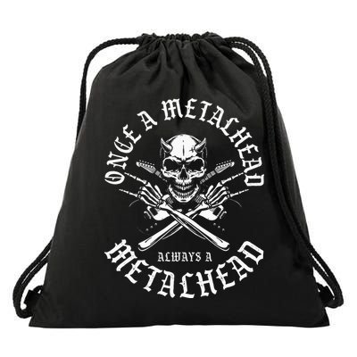 Rock N Roll Once A Metalhead Always A Metal Head Band Hard Drawstring Bag
