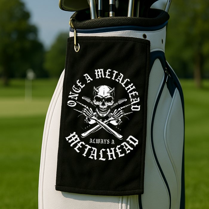 Rock N Roll Once A Metalhead Always A Metal Head Band Hard Golf Towel