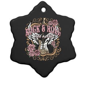 Rock N Roll Wild Spirit Lets Rock Guitar Floral Ceramic Star Ornament