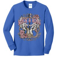 Rock N Roll Wild Spirit Lets Rock Guitar Floral Kids Long Sleeve Shirt