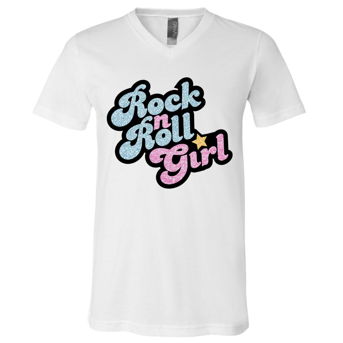 Rock N Roll Girl V-Neck T-Shirt