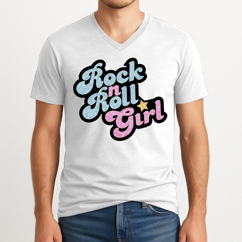 Rock N Roll Girl V-Neck T-Shirt