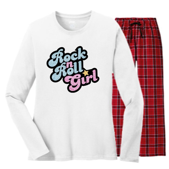 Rock N Roll Girl Women's Long Sleeve Flannel Pajama Set 