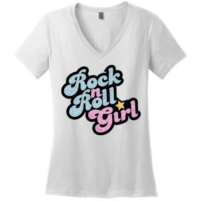 Rock N Roll Girl Women's V-Neck T-Shirt