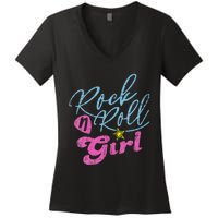 Rock N Roll Girl Purple Darla Women's V-Neck T-Shirt