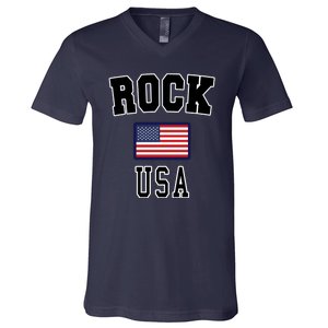 Rock N Roll USA V-Neck T-Shirt