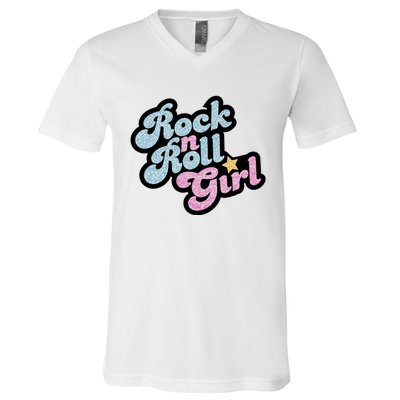 Rock N Roll Girl V-Neck T-Shirt