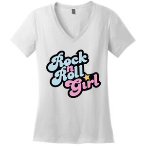 Rock N Roll Girl Women's V-Neck T-Shirt