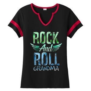 Rock n Roll Grandma' Cool Rock n Roll Mother's Day Ladies Halftime Notch Neck Tee