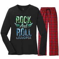 Rock n Roll Grandma' Cool Rock n Roll Mother's Day Women's Long Sleeve Flannel Pajama Set 