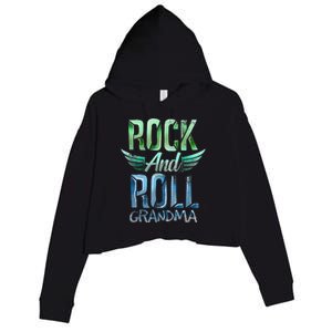 Rock n Roll Grandma' Cool Rock n Roll Mother's Day Crop Fleece Hoodie