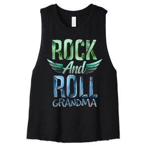 Rock n Roll Grandma' Cool Rock n Roll Mother's Day Women's Racerback Cropped Tank