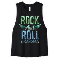 Rock n Roll Grandma' Cool Rock n Roll Mother's Day Women's Racerback Cropped Tank