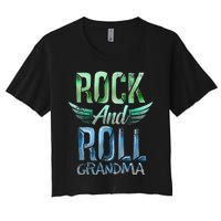 Rock n Roll Grandma' Cool Rock n Roll Mother's Day Women's Crop Top Tee