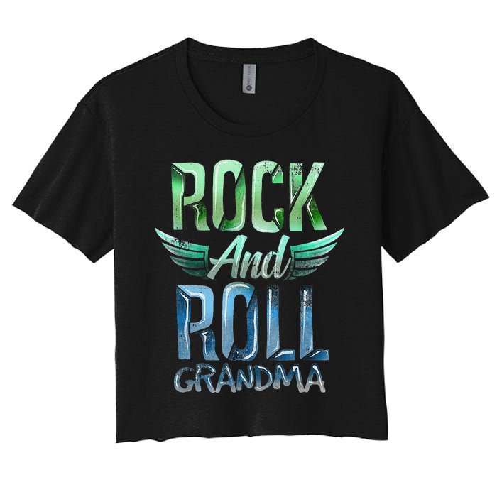 Rock n Roll Grandma' Cool Rock n Roll Mother's Day Women's Crop Top Tee