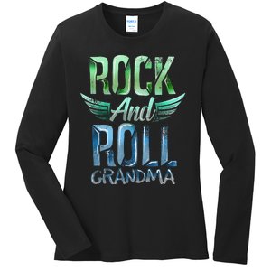 Rock n Roll Grandma' Cool Rock n Roll Mother's Day Ladies Long Sleeve Shirt