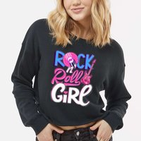 Rock N Roll Music Cropped Pullover Crew