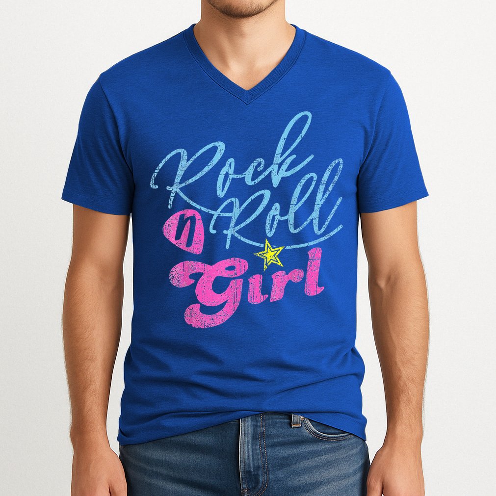 Rock N Roll Girl Purple Darla V-Neck T-Shirt