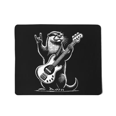 Rock N Roll Otter Playing Guitar Funny Otter Mousepad