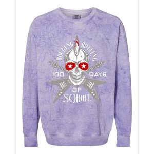 Rocking N Rolling 100 Days Of School Teacher Rock Music Colorblast Crewneck Sweatshirt