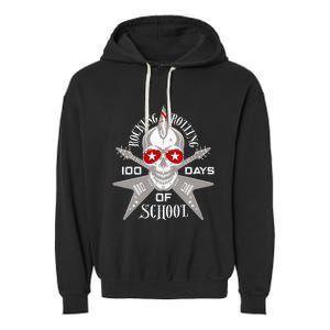 Rocking N Rolling 100 Days Of School Teacher Rock Music Garment-Dyed Fleece Hoodie