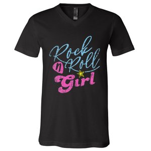 Rock N Roll Girl Purple Darla V-Neck T-Shirt