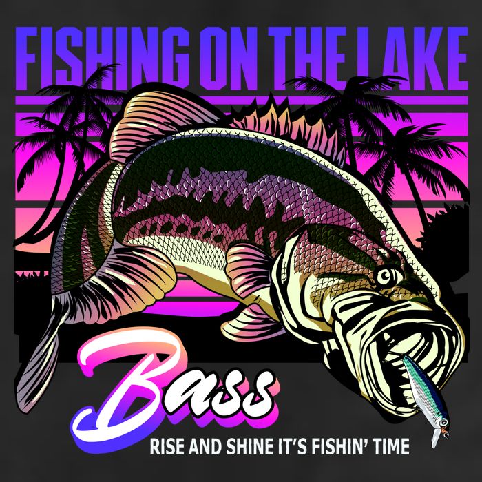 Rise N Shine Its Fishing Time Bass Lake 7 Panel Mesh Trucker Snapback Hat